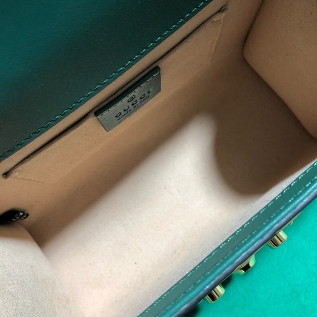 Gucci經典款女包 409487 古馳經典款 綠色壓花全皮 GG鎖扣包 Gucci鏈條肩背斜挎包  gqy2634